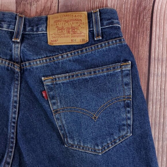 Vintage Levis 505 Mens 34X30.5 Regular Fit Straight Leg Red Tab Denim Jeans Y2K - Picture 12 of 16